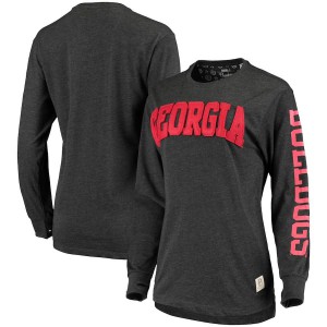 Women Georgia Bulldogs Black Pressbox Long Sleeve Two-Hit Canyon College Football T-Shirt 530918-445
