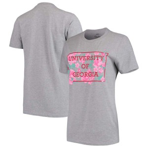 Women Georgia Bulldogs Heathered Pressbox Flower Box Melange Gray College Football T-Shirt 365754-578
