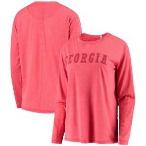 Women Georgia Bulldogs Red Pressbox Long Sleeve Tonal Block Vintage Wash College Football T-Shirt 227315-811