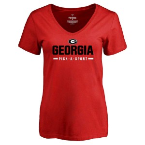 Women Georgia Bulldogs Custom Sport V-Neck Red College Football T-Shirt 815377-936