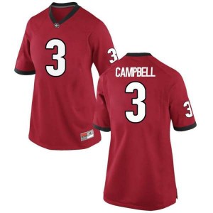 Women Georgia Bulldogs #3 Tyson Campbell Red Replica College Football Jersey 493565-731