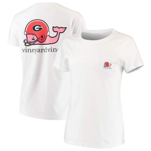 Women Georgia Bulldogs White Vineyard Vines Pocket College Football T-Shirt 514931-202