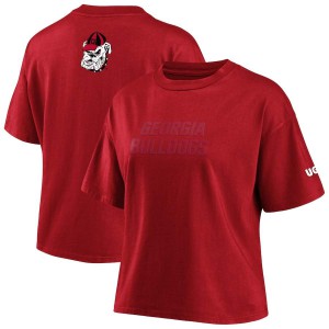 Women Georgia Bulldogs Red WEAR by Erin Andrews Crop College Football T-Shirt 120378-167
