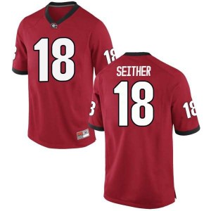 Youth Georgia Bulldogs #18 Brett Seither Red Game College Football Jersey 159359-466