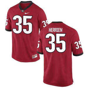 Youth Georgia Bulldogs #35 Brian Herrien Red Authentic College Football Jersey 812254-434