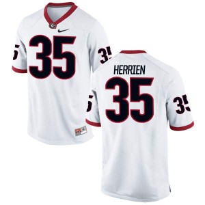 Youth Georgia Bulldogs #35 Brian Herrien White Authentic College Football Jersey 128923-363