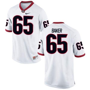 Youth Georgia Bulldogs #65 Kendall Baker White Authentic College Football Jersey 497000-617