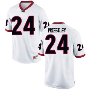 Youth Georgia Bulldogs #24 Nathan Priestley White Game College Football Jersey 866863-671
