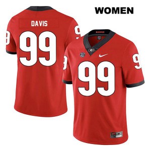 Women Georgia Bulldogs #99 Jordan Davis Red Replica College Football Jersey 512519-583