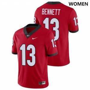 Women Georgia Bulldogs #13 Stetson Bennett Red Replica College Football Jersey 573877-638