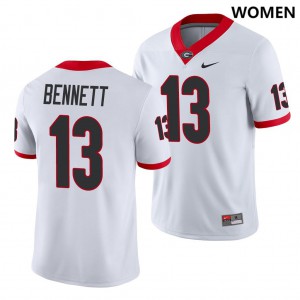 Women Georgia Bulldogs #13 Stetson Bennett White Replica College Football Jersey 703424-998