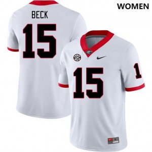 Women Georgia Bulldogs #15 Carson Beck White Replica College Football Jersey 657835-773