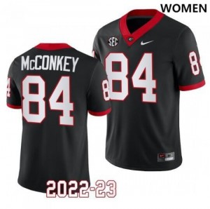 Women Georgia Bulldogs #84 Ladd McConkey Black Replica College Football Jersey 233747-114