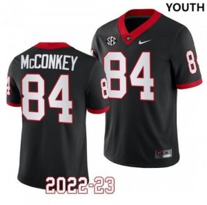 Youth Georgia Bulldogs #84 Ladd McConkey Black Replica College Football Jersey 957580-968
